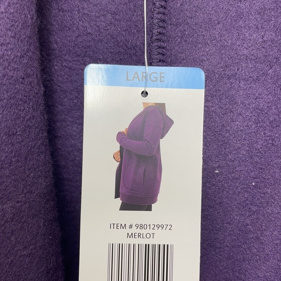 New Active Life open front hooded sweatshirt purple pockets - Picture 3 of 5